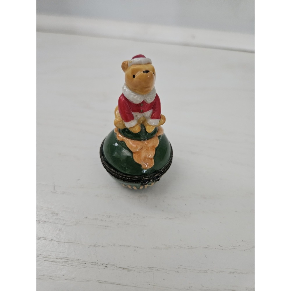 Midwest Cannon Falls Classic Santa Pooh Hunny Pot Christmas Porcelain Hinged Box